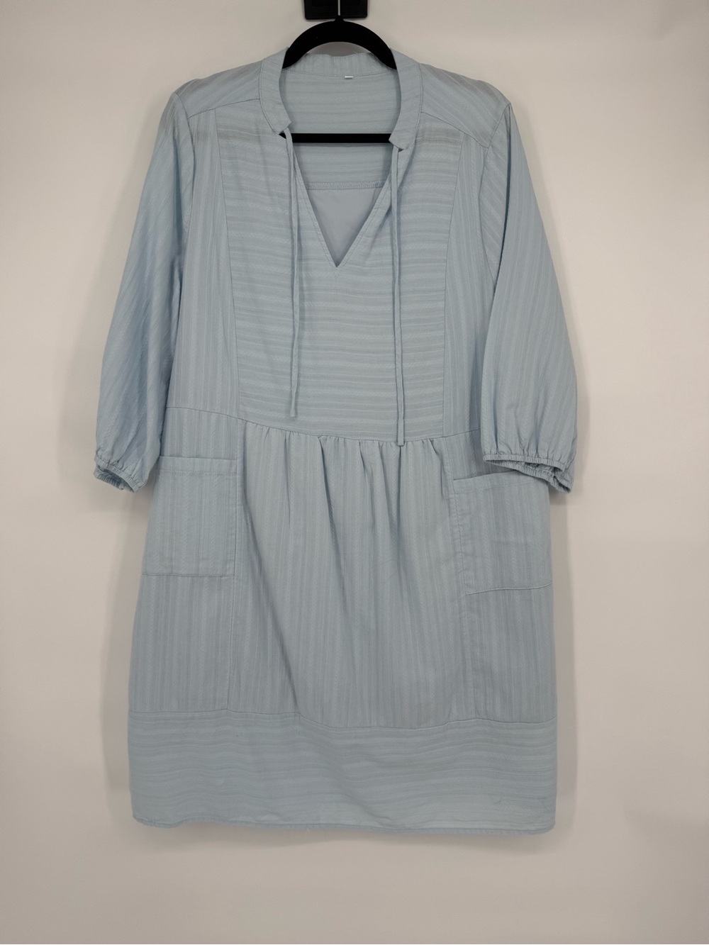 Peasant Tunic Dress XL Cotton Textured‎ Cottagecore Boho Prairie Pockets Relaxed